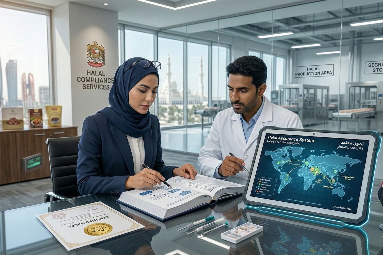 Consultant reviewing Halal Assurance System documentation