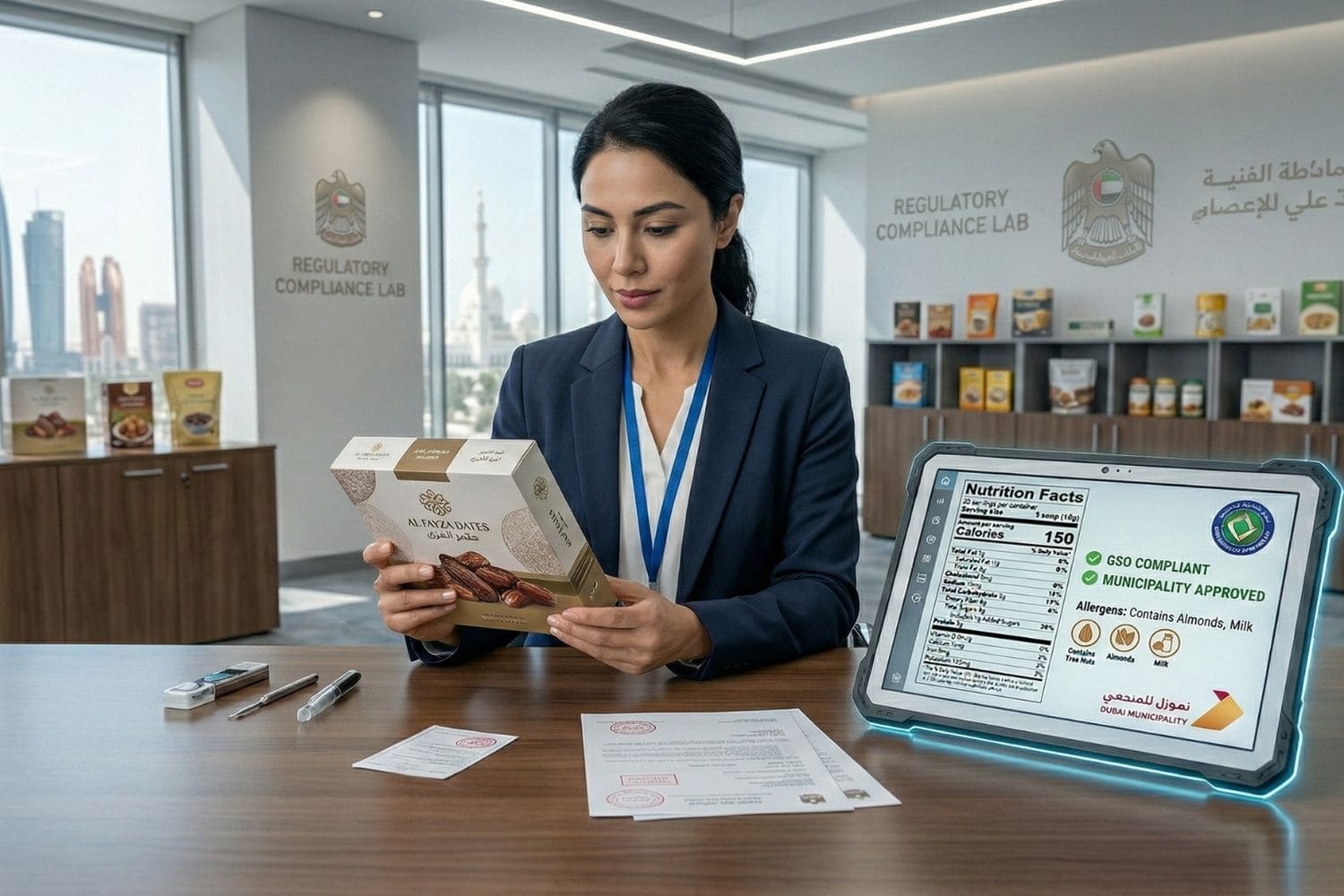 Consultant verifying nutritional panels and allergen declarations