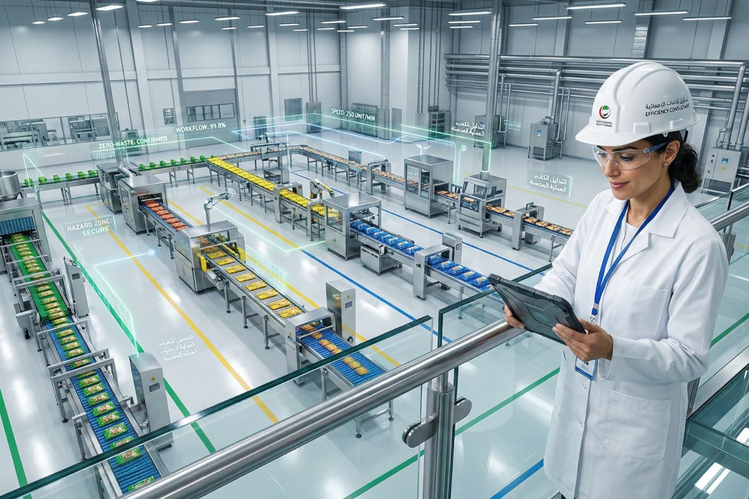 Food manufacturing facility with optimized production line